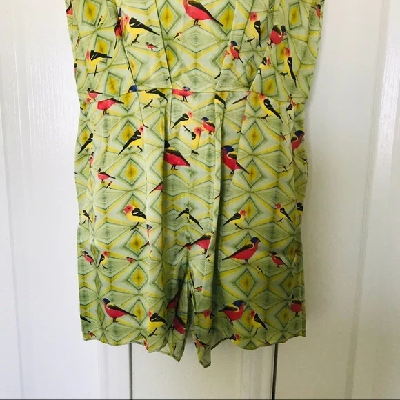 Crop david peck M Silk romper Artsy chartreuse bird print - Picture 11 of 12